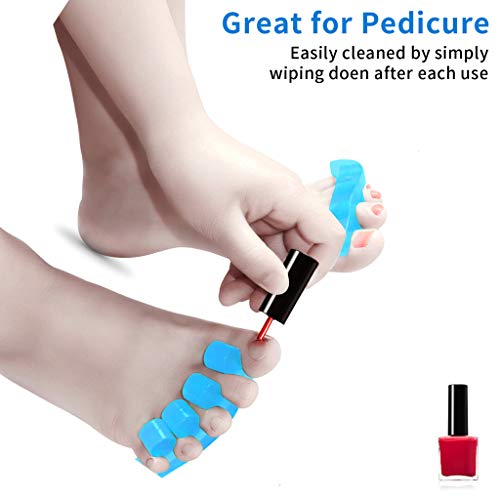Bunion Corrector/Toe Separators Gel Hammer Toe Spacers for Men Women, BUVE Nail Pedicure Tools for Toe Relaxing Correct Streightener - Blue (2 pairs, white blue)
