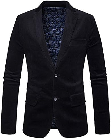 Single Breasted Two Button Corduroy Dress Suit Jacket Blazer 2018 Casual Party Business Work Men Blazers 3XL Black XL