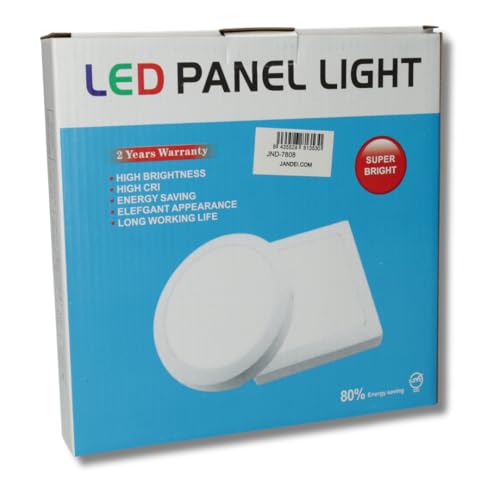 Jandei – LED Surface Downlight, 18W, 1440 Lumen, Round, Mounting with bracket to fix the lamp, Size 210 x 28 mm, Light Colour Cool White 6000K, Transformer Included
