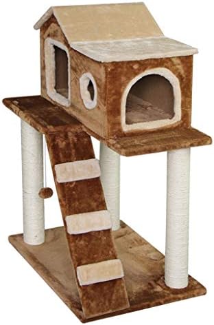 TT Luxury Elegant Cat Tree,Sisal Cat Climbing Frame,Chalet-Style Cat Nest,Kitty Play House(456088cm，Brown)