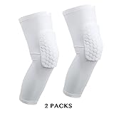 AceList 2 Packs (1 Pair) Protective Compression Wear - Men & Women Basketball Brace Support Wrap Knee for Volleyball, Football, Contact Sports - Snug & No Chafing Padded Knee Sleeves White