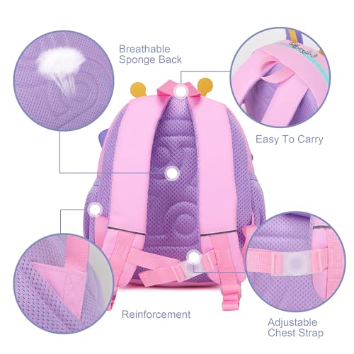 Toddler Backpacks for Girls, 3D Butterfly Kids Backpack, Cute Animal Cartoon Mini Travel Bag, Waterproof Children Preschool Backpack with Personalized Design, Birthday Gifts for Girls 1-4 Years