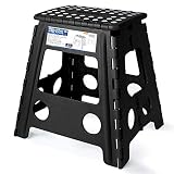 Acko 16 Inches Super Strong Folding Step Stool for Adults, Kitchen Stepping Stools, Garden Step Stool Black