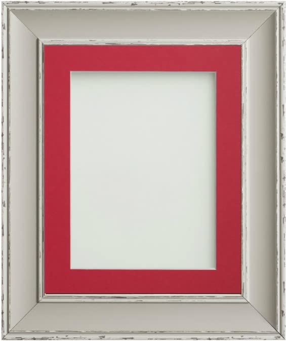 Frame Company Brooke Moonstone Grey Photo Frame, Red Mount, A4 for 9x6 inch, fitted with perspex