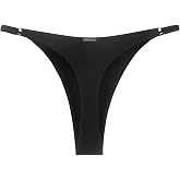 RELLECIGA Women's Thong Bikini Bottom | Adjustable Side Buttons,T Back,Low Rise,High Leg,Full Lining,Minimal Coverage Bathing Suit Bottoms