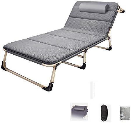 LVZAIXI Recliner Folding Chair Lunch Break Home With Breathable Cushion Chair Sun Lounger Garden Chair Beach (color : Gray)