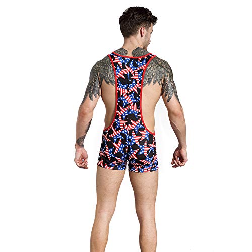 Cheerego Men's Polyamid Elastine High Waist American Flag Wrestling
