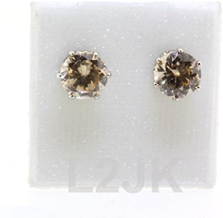 TDmall 316L Surgical Stainless Steel Round Birthstone Stud Earrings 6Mm Silver Clear