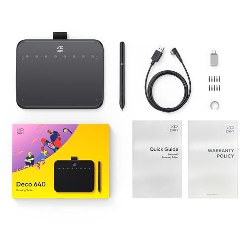 XPPen Graphic Tablet, Deco 640 Graphics Tablet without Screen, 16K Pressure Levels, 6 x 4 Inches, Designed for OSU Signature Drawing