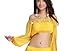 ZLTdream Lady's Belly Dance Long Sleeves Chiffon Bra Top for Big Girls & Women Rave Outfit Yellow