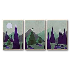 3 Piece Framed Canvas Home Artwork Decoration Abstract Mountain Canvas Wall Art for Living Room, Bedroom - 16"x24"x3 Panels