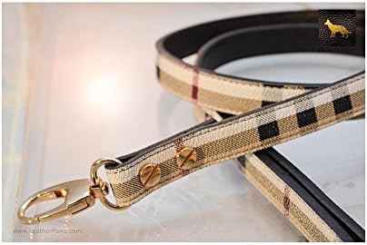 Leather Paws Plaid Berry Designer Leather Leash LP-S-002-L-4