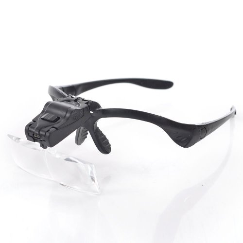 Hotshopping Professional Jeweler's Lighted Magnifier Visor - 5 Lenses 1.0X to 3.5X - Weighs Just 2 oz.