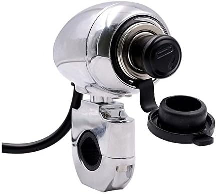 Lisyline 12V-24V Motorcycle 1" Handlebar Mount Bracket Phone GPS Power Charger Cigarette Lighter Socket for Harley(Silver)