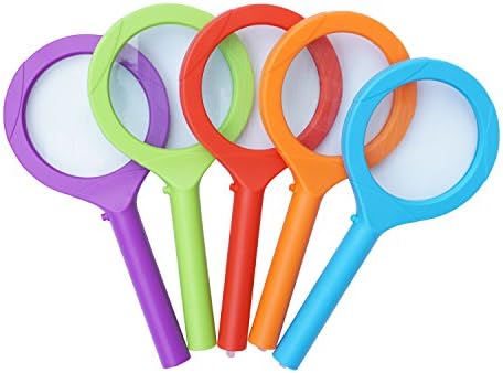 Lighted LED Magnifying Glass Kids Set: Colorful Jumbo Sized Magnifiers with Bright Illumination for Learning and Discovery