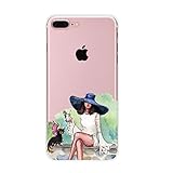 iPhone 7 Plus Case, Axiba Girl Printed Transparent TPU Carring Case Cover for iPhone 7 Plus 5.5 Inch (Style F)