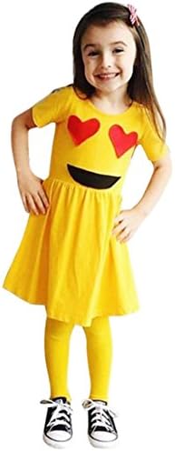 Palarn Cute Emoji Emoticon Smiley Sun Print Dress For Your Sweeters, 12M-5T (5T, A)