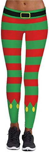 DUOLIFU Women's Digital Print Christmas Active Workout Leggings Pants,Stripe,S/M