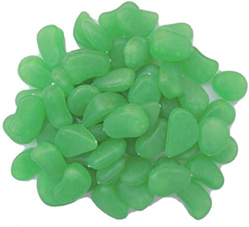 100PCS Glow In The Dark Stones Green Decor For Garden Outdoor,Fish Tank,Walkway (Green)