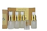 4 Piece 1/2oz,HILLO Gold Glass Spray Bottles with Fine Mist Sprayer For Travel and Any Purpose ,Perfect for essential oils, perfume oils, rubbing alcohol, or other liquids.