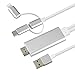 ZFKJERS 3 in 1 Phone to HDMI Cable, Mirroring Cellphone Screen to TV/Projector/Monitor Adapter, 1080P Resolution for iOS and Android Devices (Silver)
