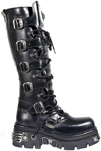Amazon.com | New Rock Newrock 272 Metallic Black Goth Knee High