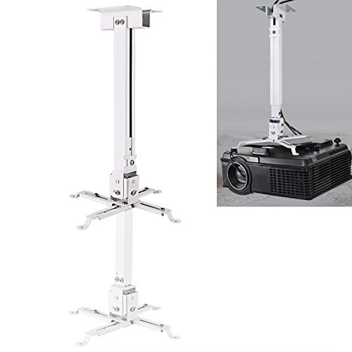 Evokem Universal Projector Wall Ceiling Overhead Mount, Adjustable Height Bracket Rack Holder LCD DLP for Epson, Optoma, Benq, ViewSonic Projectors, 44lb Load Capacity (White) - Thumbnail 2