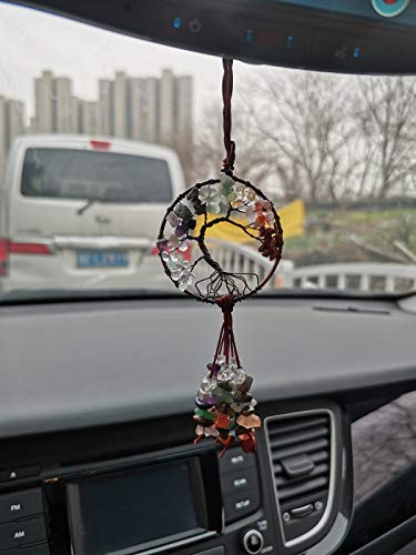 Healing Crystal Decor Tree of Life Car Hanging Accessories 7 Chakras Stones Wall Decor Meditation Ornaments Good Luck Home Decoration