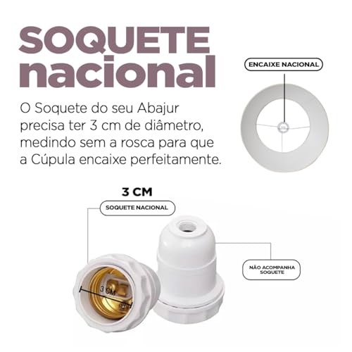 Cúpula de Abajur Grande 20cm x 25cm x 30cm Tecido Algodão Soquete Nacional Ref 33 (Bege)