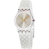 Swatch Materassino Silver Dial White Siliconie Strap Ladies Watch LK365