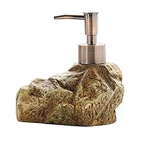 GODECOR Unique Vintage Ceramic Hand Soap Dispenser Stone Style Design, Decorative Liquid Soap & Lotion Dispenser - 310 ML Hand Soap Dispenser, for Kitchen or Bathroom Countertops - Brown - YL00003-1