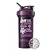 GOMOYO Compatible with Blender Bottle Brand ProStak Shaker Cup, 22 Ounce Protein Shaker Bottle with BlenderBall Whisk and Two Twist n’ Lock Attachable Containers (Love Life - Plum)