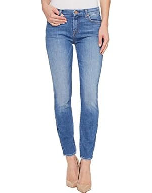 7 For All Mankind Womens The Ankle Skinny w/ Grinded Hem in Adelaide Bright Blue