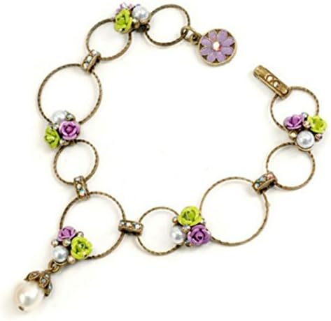 OLLIPOP By Sweet Romance Colored Roses with Glass Simulated Pearls & Circle 7.5 Bracelet
