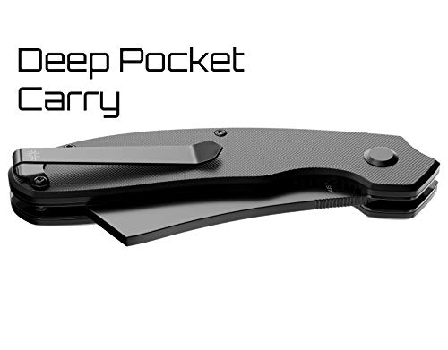 Off-Grid Knives - OG-950B Cleaver Blackout - Assisted EDC Folding Knife - Cryo AUS8 Blade Steel with Titanium Nitride Coating, G10 Scales & Tip-Up Reversible Deep Carry - Thumbnail 4