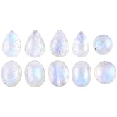 CRYSTALIS (10pcs) Rainbow Moonstone Natural Loose Gemstone Wholesale Bulk Cabochons Jewelry Making Supply, Chakra Healing Polished Stone, DIY, Gem Collection (5-8mm)