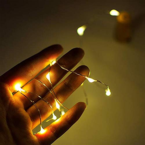 Bottle Lights, HTLY SPR 6 Packs Imitation Cork Copper Starry Wine Bottle Lights, Battery Powered Warm White Wire Bottle Lights for Bedroom, Parties, Wedding, Decoration(2m/7.2ft Warm White)