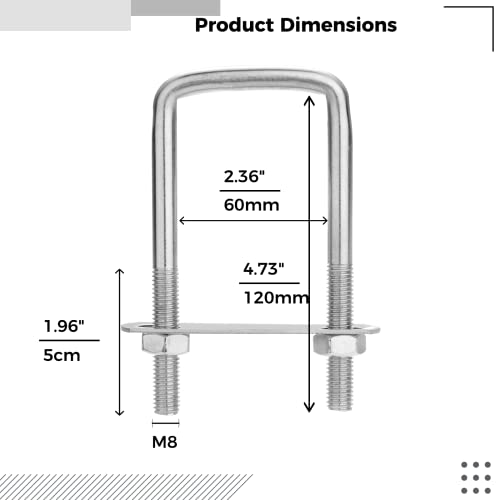 Square UBolt, Stainless Steel Square Bend U Bolts With Nuts And Frame