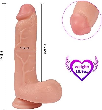 8 Inch Realistic Dillo with Suction Cup,Analog Plug Adut Seax Toiy for Women Men Couples