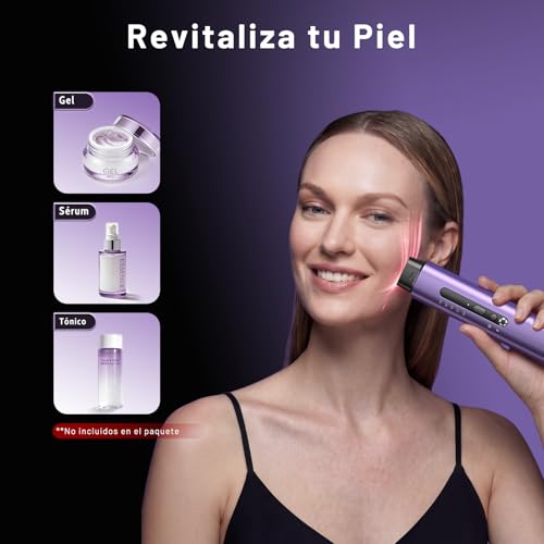 Radio Frequency Facial Device, 5 in 1 Microcurrent Facial Massager, Electric Beauty Device Anti-Wrinkle, Anti-Acne, Firming and Lifting for Face and Neck (Purple)