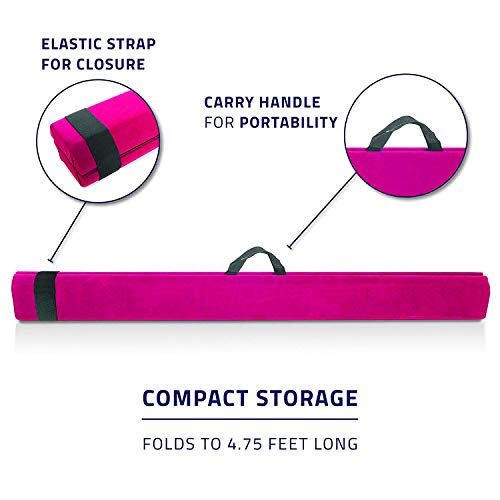 Vehipa Gymnastics Balance Beam,8.2 Ft Wood Core Folding Floor Balance Beam with Anti-Slip Base,Foam Top and Carry Handles，Home Training Floor Beam (Pink) - Thumbnail 2