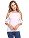 Meaneor women's ruffle sleeve cold off shoulder top blouse
