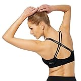 Baleaf Women's Padded Strappy Sports Bra Light Support Cross Back Yoga Bra Black Size M