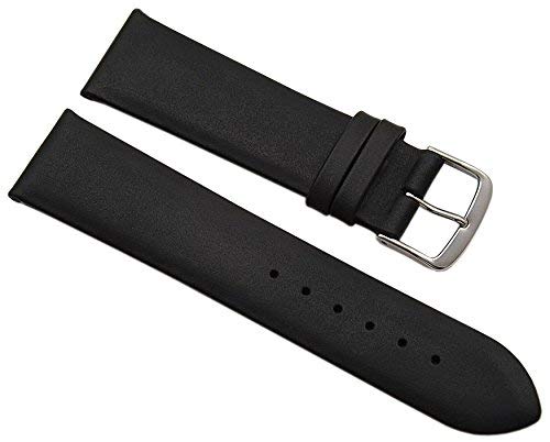 myledershop 22mm Calf leather watch strap band Made in Germany in black with buckle in silver MJ-Design-Germany incl assembly instructions