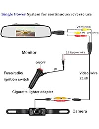 emmako CMOS de visión trasera Backup Monitor Cámara y espejo Kit universal impermeable con 7 LED de visión nocturna coche vehículo Caravana remolques Camper lkl 18