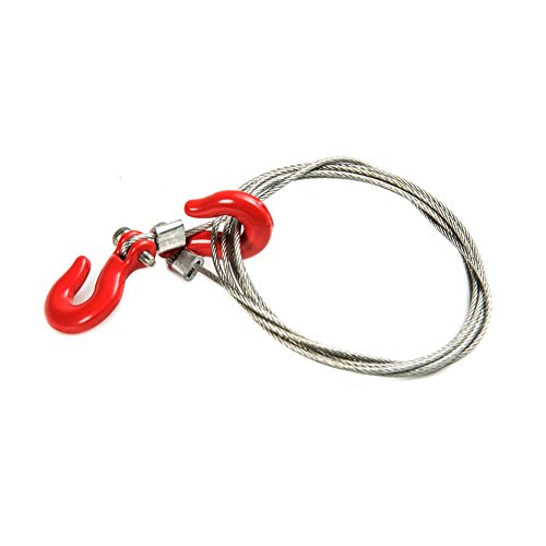 RCLions 1/10 RC Crawler Accessories Steel Tow Rope with Hooks for SCX10 Trx4 CC01 D90 RC Buggy Truck Car Parts (Red) - Thumbnail 4