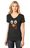 Turkey Face - Funny Thanksgiving Women's Fitted V-Neck T-Shirt