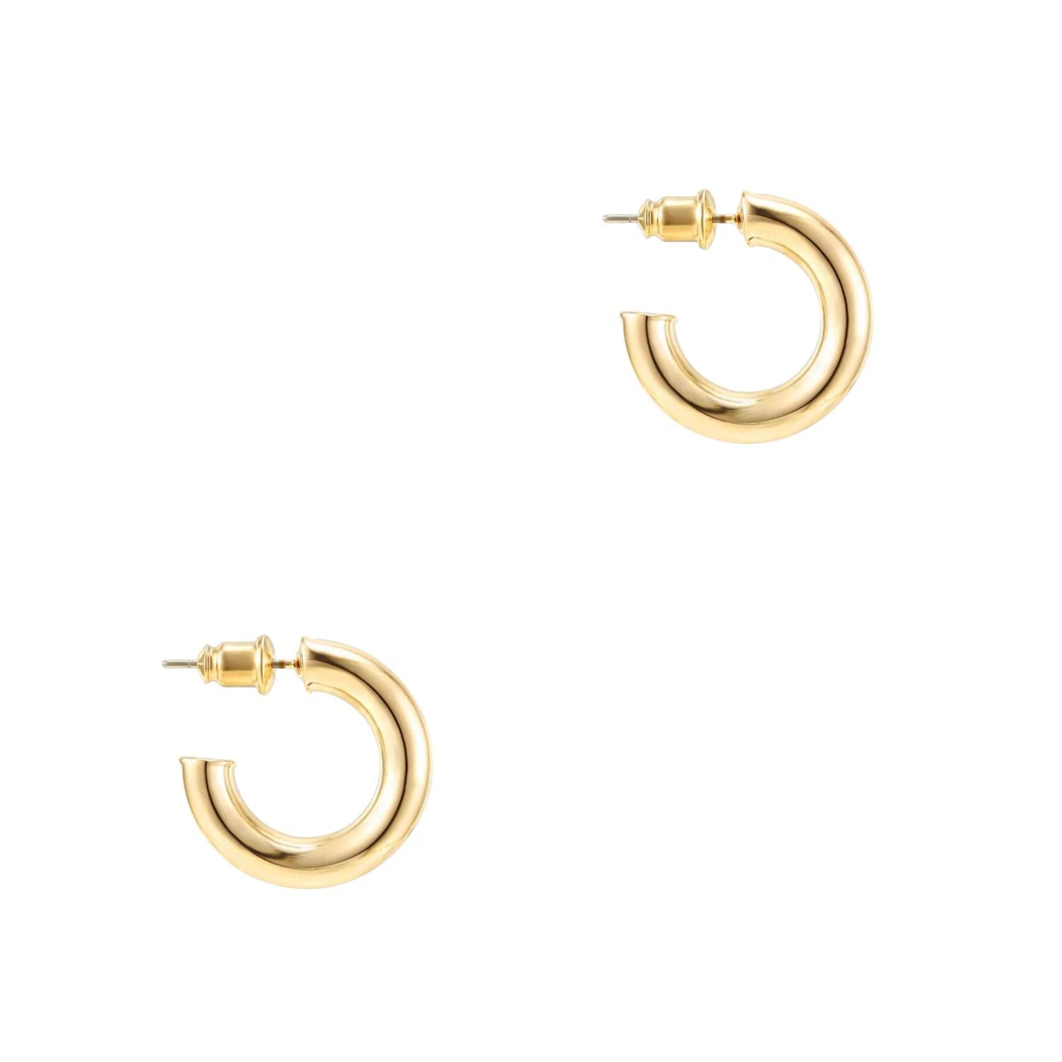 PAVOI 14K Gold Lightweight Chunky Open Hoop | Golden Hoop Earrings for Women, Metal