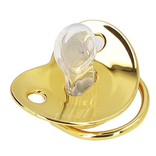 Baby Pacifier,Rhinestone Night Pacifier with Chain Clip,Portable Exquisite Golden Crown Letter Cute Pacifier for Infant (E)