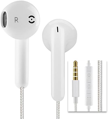 ZJXD Headphones In-Ear Earphones Wired Earbuds 3.5mm earphones With Stereo Mic Remote HEAVY DEEP BASS Compatible with Phone 6S, Samsung Huawei Android Smartphones Tablets and more (1 Pack White)